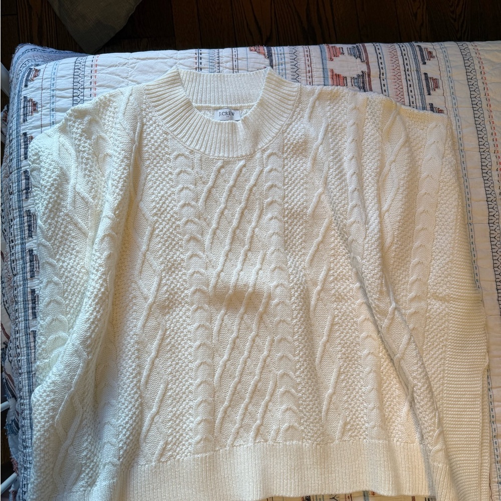 J. Crew Women’s Cream Cable Knit Poncho Sweater